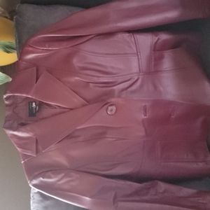 East 5th maroon blazer style leather jacket size large